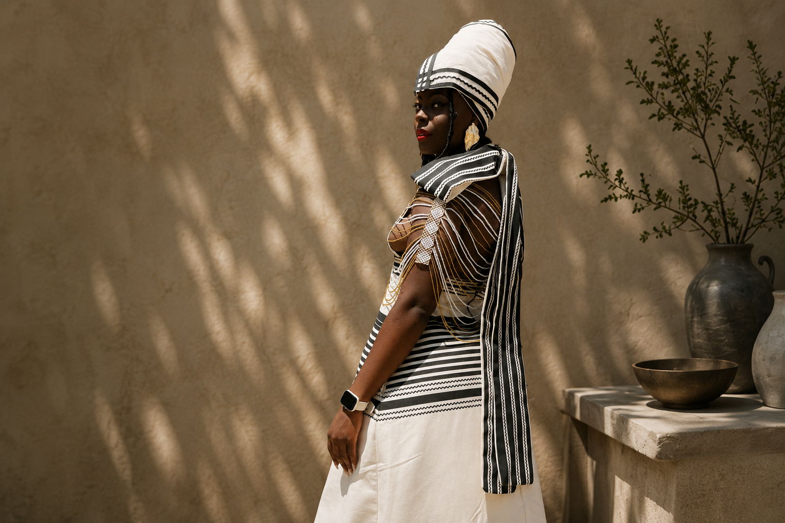 The artisan and creative director of UMSI in traditional Xhosa attire